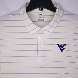 West Virginia Mountaineers Polo Shirt Mens XL Yellow Striped Nike Dri Fit
